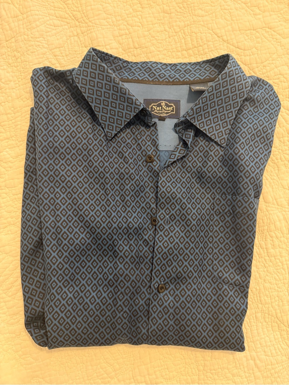 Nat Nast Men's Blue Diamond-Pattern Button-Down Shirt